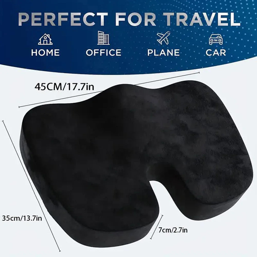 Travel orthopedic pillow seat cushion made with memory foam