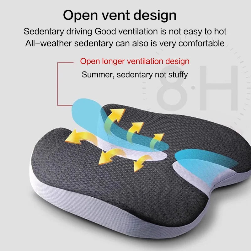 Pain-relief comfort cushion for plane, car, and any seats