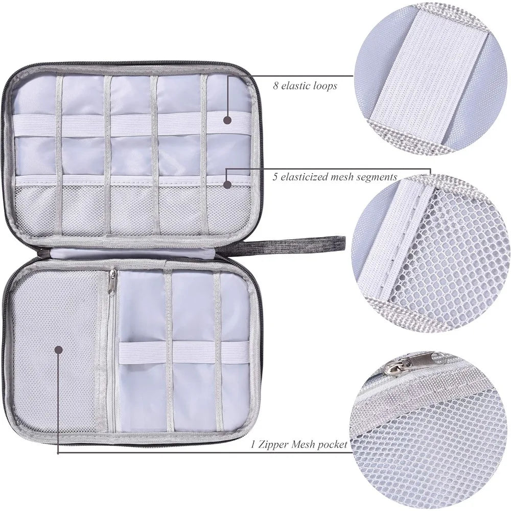 Electronics organizer pouch, waterproof travel case