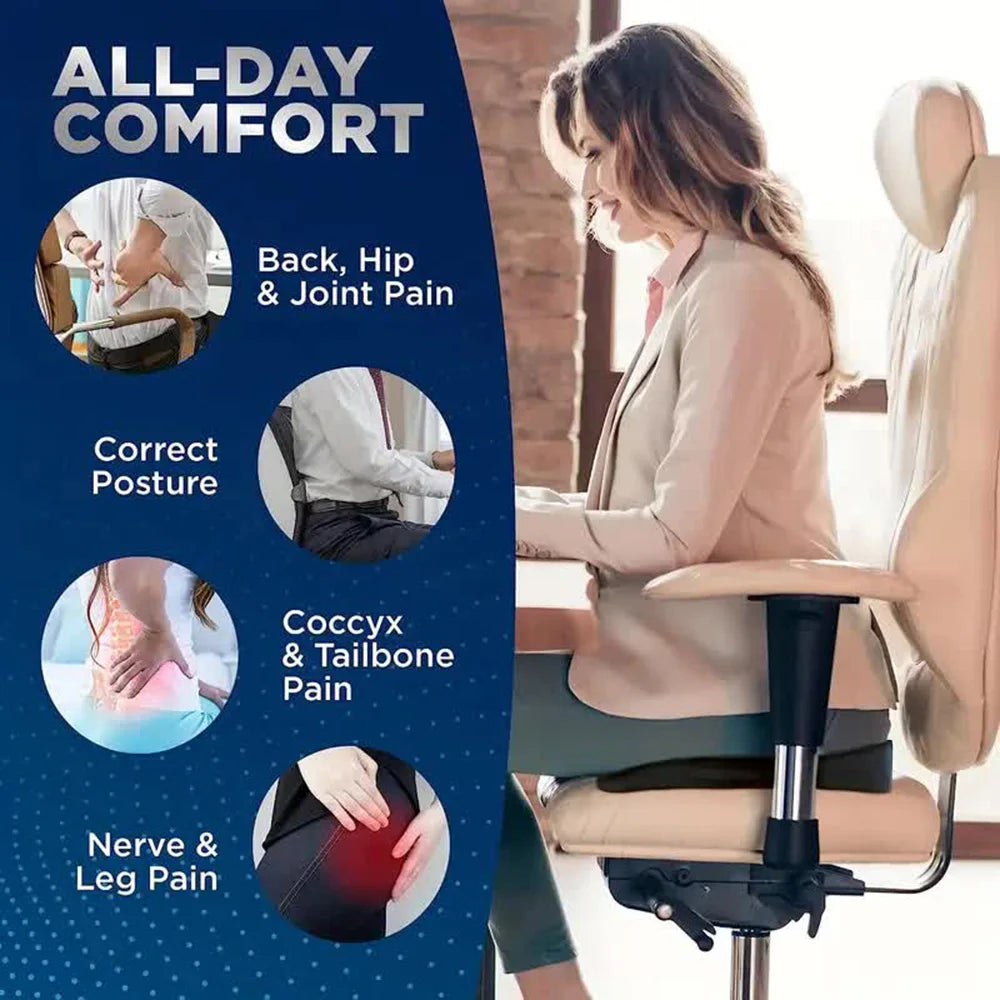 Travel orthopedic pillow seat cushion made with memory foam