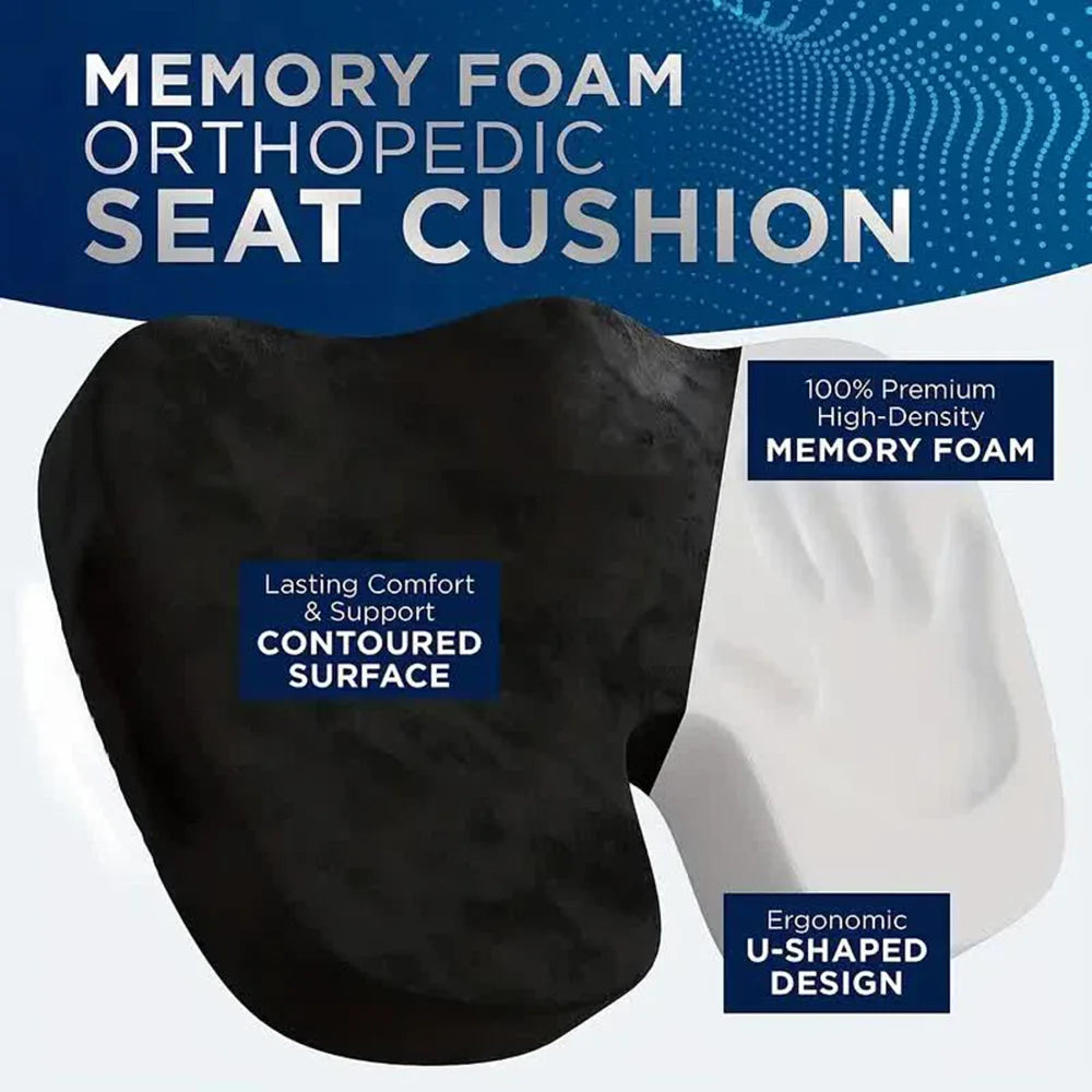 Travel orthopedic pillow seat cushion made with memory foam