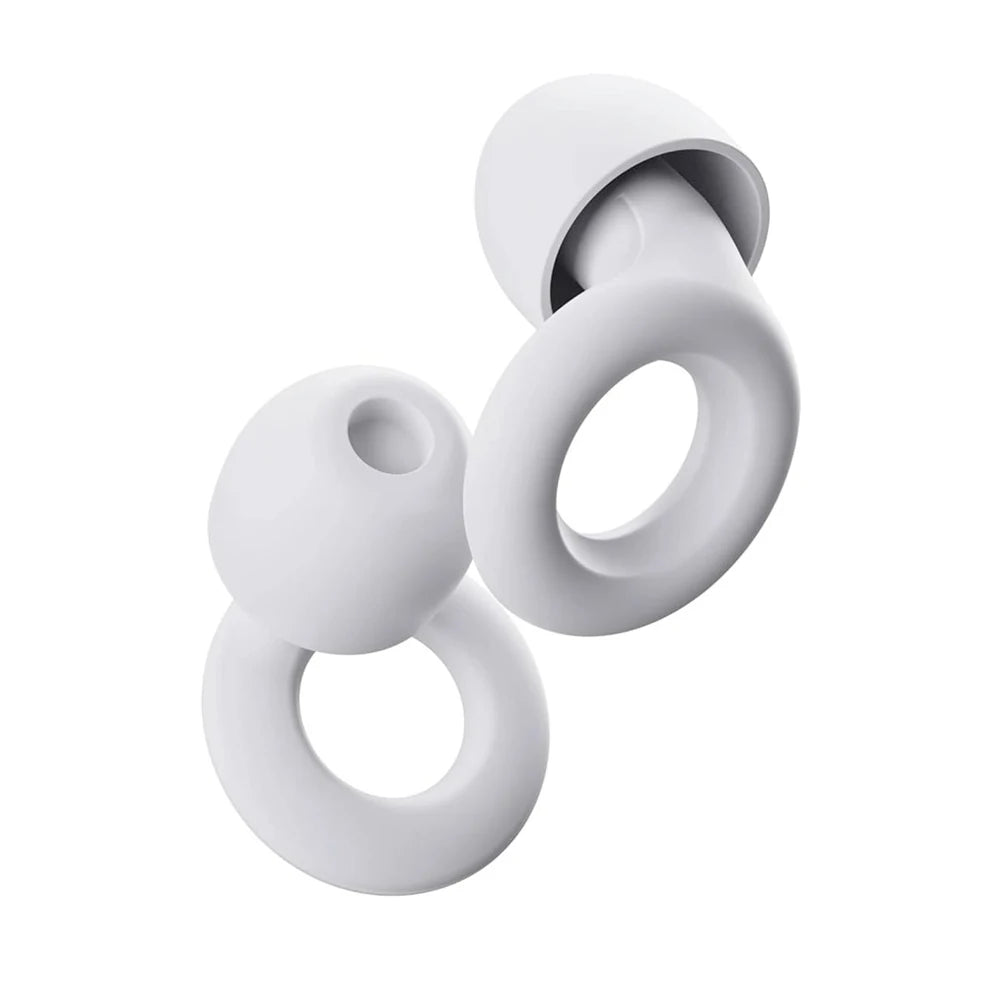 Quiet-silicone ear plugs for travel
