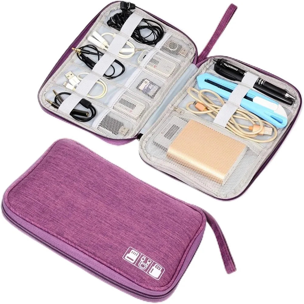 Electronics organizer pouch, waterproof travel case