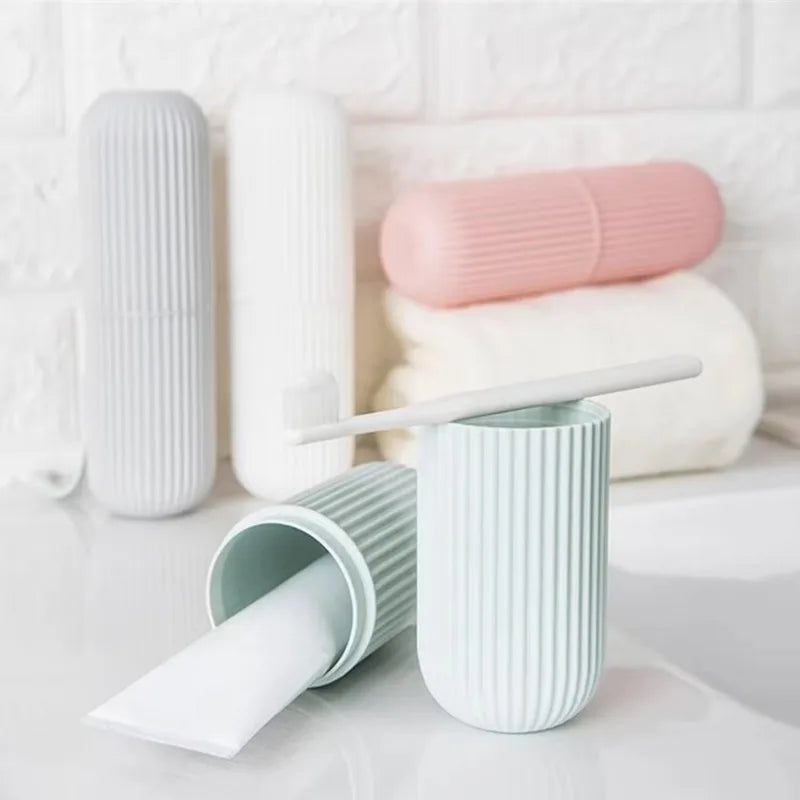Travel toothbrush portable container