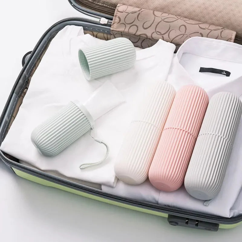 Travel toothbrush portable container