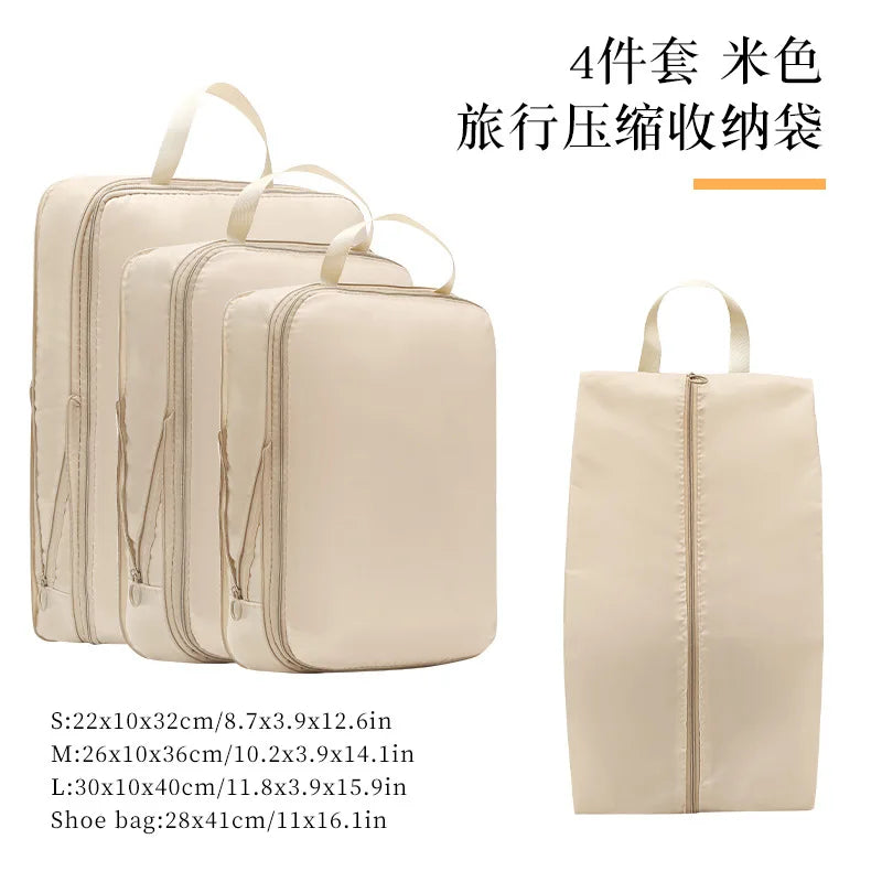 Portable compression packing cubes for travel - 4pc