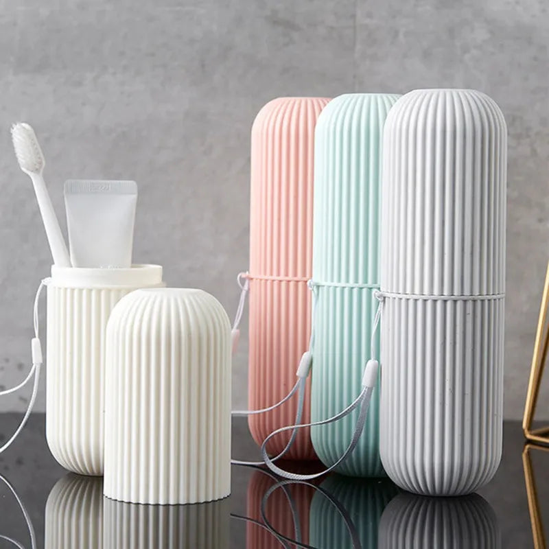 Travel toothbrush portable container