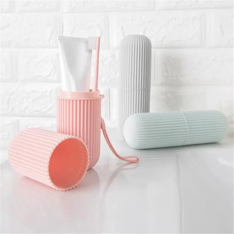 Travel toothbrush portable container