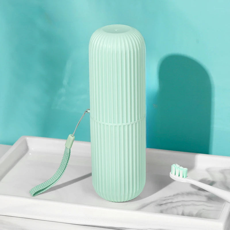 Travel toothbrush portable container