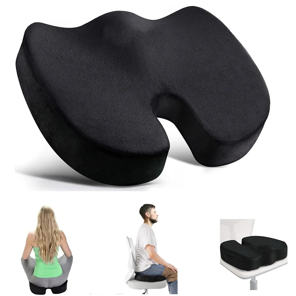 Travel orthopedic pillow seat cushion made with memory foam